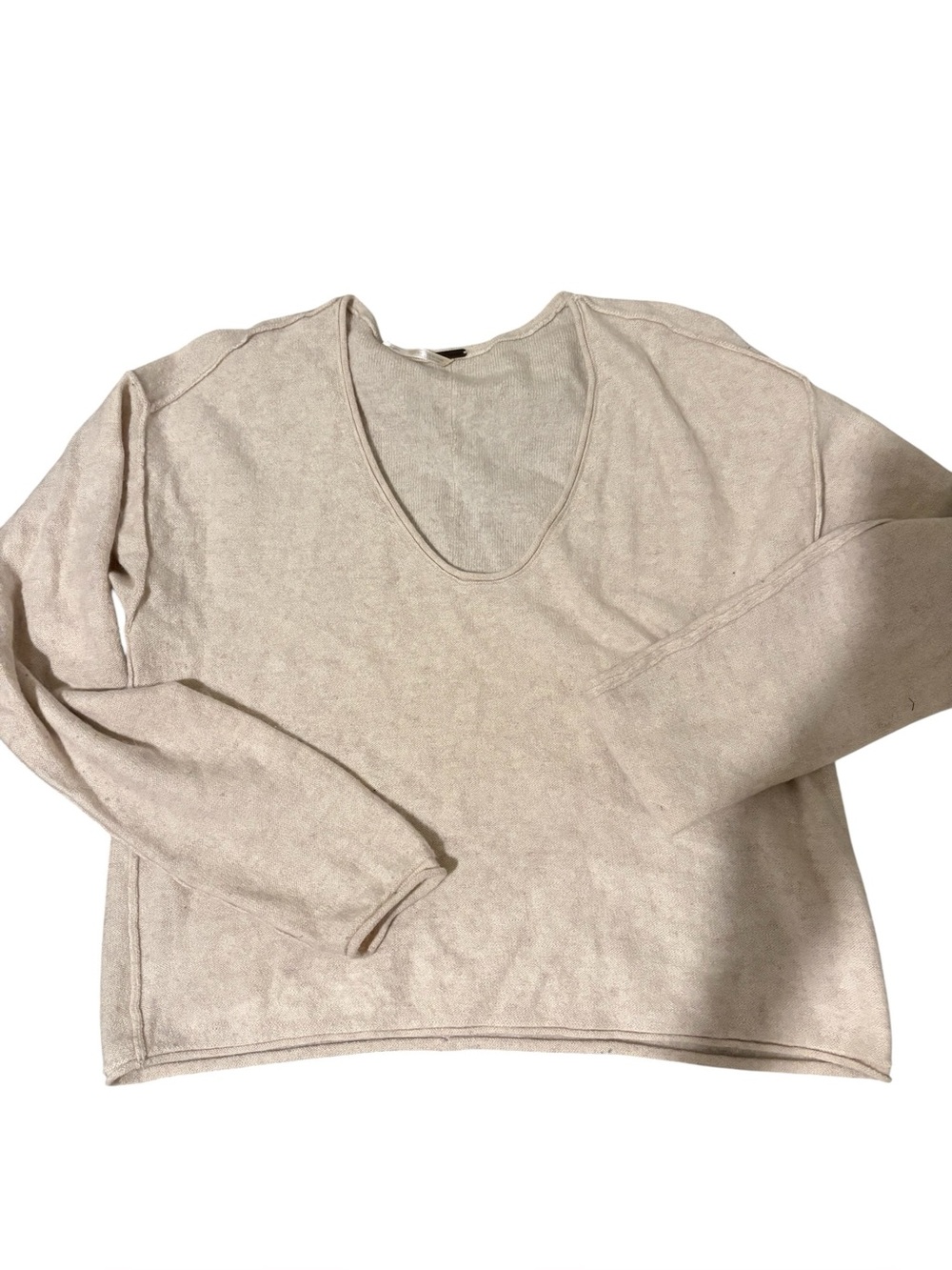 Free people S Soft Light Beige Scoop Neck Knit Top